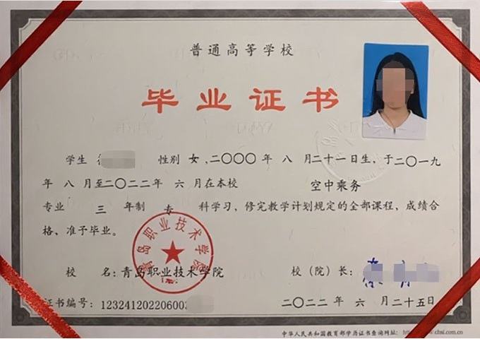 安定青岛职业技术学院毕业证样本图片
